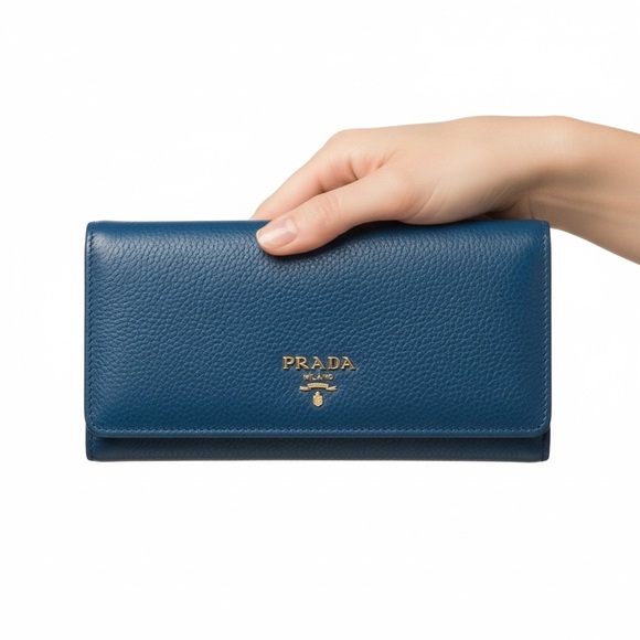 Prada Handbags - Prada Teal Blue Leather Women's Continental Wallet